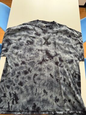 Ed Sheeran Men's Tie-Dye Black & Gray T-Shirt with X Logo